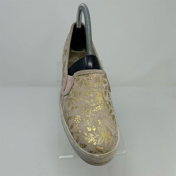 Keds x Rifle Paper Co. Women's Floral Gold and Pink Slip-On Sneakers Size 6.5 - Picture 3 of 14